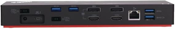 Lenovo USA ThinkPad Thunderbolt 3 Dock Gen 2 135W (40AN0135US) Dual UHD 4K Display Capability, 2 HDMI, 2 DP, USB-C, USB 3.1, Black
