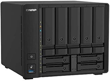 QNAP TS-932PX-4G 5+4 Bay High-Speed Black Metal NAS with Two 10GbE and 2.5GbE Ports, Compatible with Hard Drives and Solid State Drives, Rack Mountable