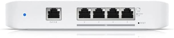 Ubiquiti Networks UniFi Flex XG, High Performance Compact Managed Layer 2 Multi-Gigabit Switch, 1 x GbE PoE+ RJ45 Input, 4 x 10 GbE RJ45 Ports, USW-Flex-XG, White