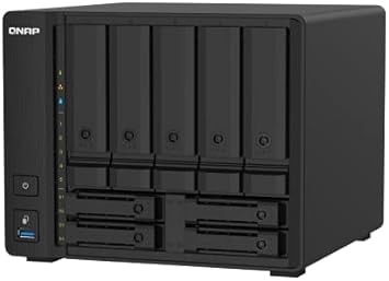 QNAP TS-932PX-4G 5+4 Bay High-Speed Black Metal NAS with Two 10GbE and 2.5GbE Ports, Compatible with Hard Drives and Solid State Drives, Rack Mountable