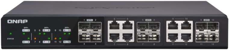 QNAP QSW-1208-8C-US 12-Port Unmanaged 10GbE Switch Twelve SFP+ with Shared Eight 10GBASE-T Ports