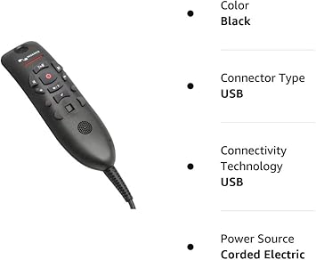 Nuance Communications 0POWM3N9-E01 Nuance PowerMic III Microphone; Mono; 20 Hz to 16 kHz; Wired; 9 ft Cord;