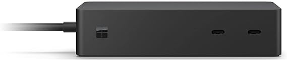 Microsoft Surface Dock 2: multiple ports including USB-C, gigabit ethernet, USB-A and 3.5mm audio jack, Supports dual 4K at 60hz