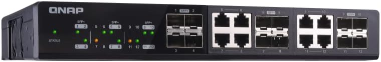 QNAP QSW-1208-8C-US 12-Port Unmanaged 10GbE Switch Twelve SFP+ with Shared Eight 10GBASE-T Ports