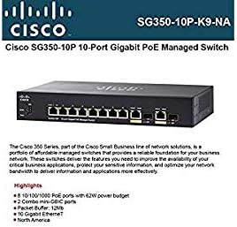 Cisco Systems SG350-10P-K9-NA SG350-10P 10-Port Gigabit PoE Managed Switch