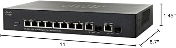 Cisco SG300-10PP-K9-NA 10-Port Gigabit PoE+ Managed Switch