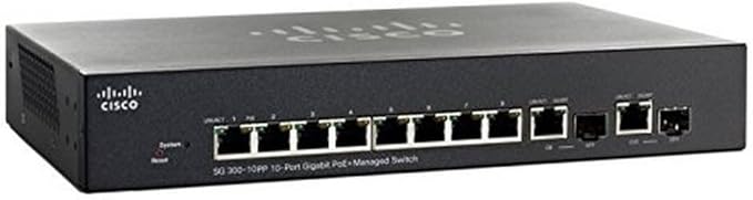 Cisco SG300-10PP-K9-NA 10-Port Gigabit PoE+ Managed Switch
