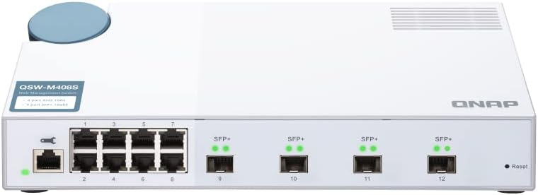 QNAP QSW-M408S 10GbE Managed Switch, with 4-Port 10G SFP+ and 8-Port Gigabit