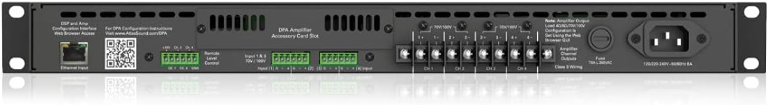 Atlas Sound IED DPA1202 Networkable Multi-Channel Power Amplifier; 1200W, 2 x 600W 70V/100V; 4 x 300W at 4 Ohms; 1 x 600W 70V/100V, 2 x 300W at 4 Ohms; Networkable; Configurable DSP via GUI