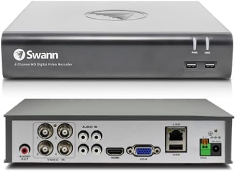 Swann Home DVR Security Camera System with 1TB HDD, 4 Channel 4 Camera, 1080p Full HD Video, Indoor or Outdoor Wired Surveillance CCTV, Color Night Vision, Heat Motion Detection, LED Lights, 445804
