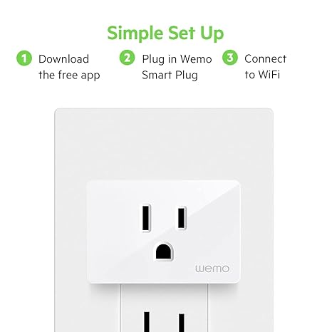 Wemo Smart Plug (Simple Setup Smart Outlet for Smart Home, Control Lights and Devices Remotely Works w/ Alexa, Google Assistant, Apple HomeKit), Pack of 3