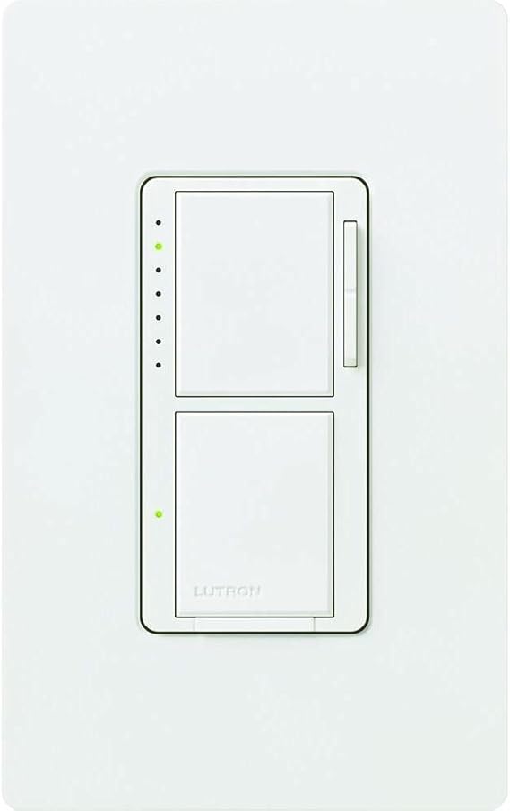 Lutron Maestro Dual Digital Dimmer and Switch, Only for Incandescent and Halogen Bulbs, 300-Watt Single Pole | MA-L3S25-WH | White