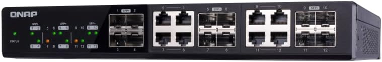 QNAP QSW-1208-8C-US 12-Port Unmanaged 10GbE Switch Twelve SFP+ with Shared Eight 10GBASE-T Ports