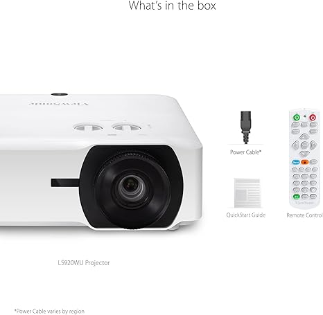 ViewSonic LS920WU 6000 Lumens WUXGA Laser Projector for 300 Inch screen, Dual HDMI, 4K HDR/HLG Support, 1.6x Optical Zoom for Business and Education