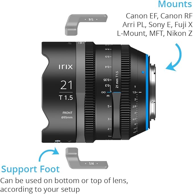Irix Cine 21mm T1.5 Wide-Angle Cinema Lens for Sony E Mount Cameras | Military Certified for Humidity and Freezing Rain/Icing | Distance Scale in Feet