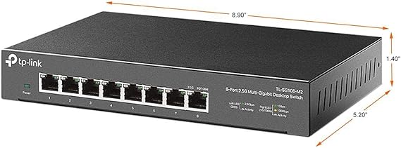 TP-Link TL-SG108-M2 | 8 Port Multi-Gigabit Unmanaged Network Switch, Ethernet Splitter | 2.5G Bandwidth | Plug & Play | Desktop/Wall-Mount | Fanless Metal Design | Limited Lifetime Protection