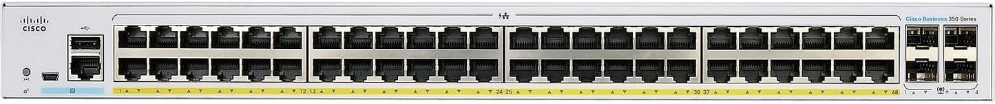 CISCO DESIGNED Business CBS350-48FP-4G-NA Managed Switch | 48 Port GE | Full PoE | 4x1G SFP | Limited Lifetime Protection (CBS350-48FP-4G-NA)