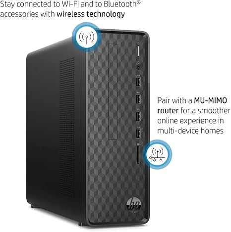 HP S01-aF Slim Desktop Intel Celeron J4025 2.0GHz 8GB Ram 256GB SSD Bluetooth WiFi Windows 11 Home (Renewed)