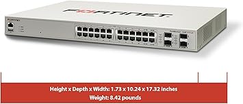 FORTINET FortiSwitch 124F-FPOE - FS-124F-FPOE, L2+ Managed POE Switch with 24GE + 4SFP+, 24port POE. Rack Mountable