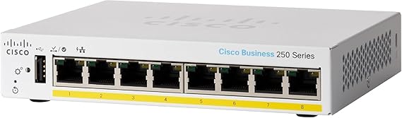 Cisco Systems Business CBS250-8PP-D Smart Switch | 8 Port GE | Partial PoE | Desktop | Limited Lifetime Hardware Warranty (CBS250-8PP-D-NA)