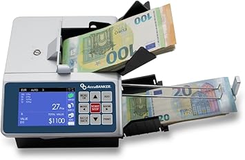 AccuBANKER D700 Multi Currency Duo Automatic Value Counting with 8-Point Counterfeit Bill Detector, Multi-Orientation Bill Feeding, Currency Detection USD & Euro, Commercial Grade