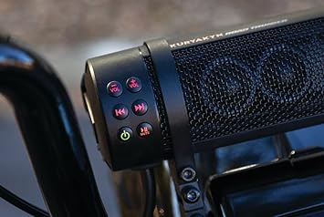 Kuryakyn 2720 MTX Road Thunder Weather Resistant Motorcycle Sound Bar Plus: 300 Watt Handlebar Mounted Audio Speakers with Bluetooth, USB Power Charger, Satin Black