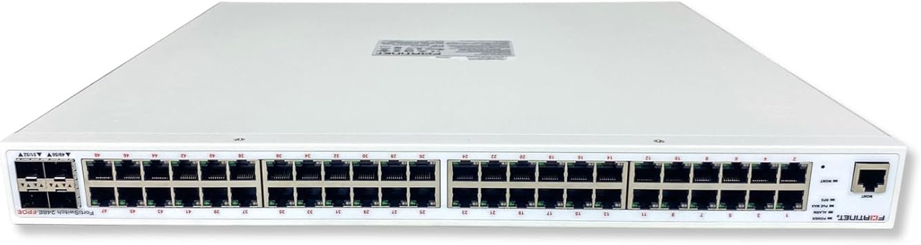 Fortinet - FS-248E-FPOE - Fortinet FortiSwitch 248E-FPOE - Switch - L3 - managed - 48 x 10/100/1000 (PoE+) + 4 x Gigabit SFP - rack-mountable - PoE+ (740 W)