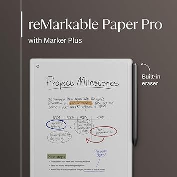 reMarkable Paper Pro Bundle – Mosaic Weave | Includes 11.8” reMarkable Paper Tablet, Marker Plus Pen with Eraser, and a Book Folio Cover in Mosaic Weave – Basalt