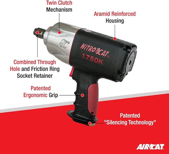AirCat 1750-K: 3/4" Kevlar Twin Clutch Impact Wrench 1300 Ft-Lb