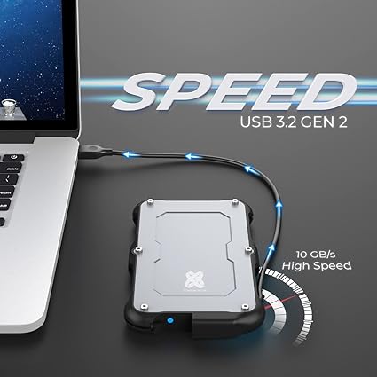 4TB External SSD, Titanium One Portable SSD - Up to 500MB/s, USB 3.2 Gen 2 USB-C USBA, Rugged IP66 Water Resistance, Drop Proof, External Solid State Drive Storage for PC Mac Smartphone