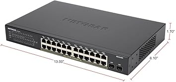 NETGEAR 26-Port Gigabit Ethernet Smart Managed Pro PoE Switch (GS324TP) - with 24 x PoE+ @ 190W, 2 x 1G SFP, Desktop/Rackmount, S350 Series