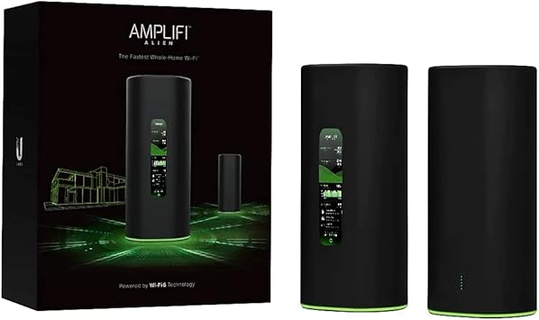 AmpliFi Alien Low Latency Dual Band WiFi 6 Whole Home, WiFi Router and Mesh Point Kit with a Touchscreen Display, Ubiquiti Router - US Version - Black