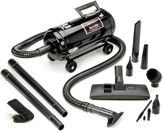 METROVAC Portable Vacuum Cleaner/Blower - 4 Peak HP, 25 Ft Cord, All-Steel Construction, 4-Wheel Dolly, 6 Ft Hose - Model VNB-94BD-25, Black