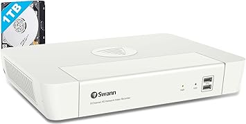 Swann 4K 8Channel Security Camera System NVR Recorder: nvr-8580 Security PoE NVR Box with 1TB HDD,24/7 Continuous Recording,Work with Swann IP 12MP/4K/5MP/4MP HD Cameras, SRNVR-88580WH
