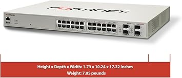 FORTINET FortiSwitch 124F-POE - FS-124F-POE, L2+ Managed POE Switch with 24GE + 4SFP+, 24port POE. Rack Mountable