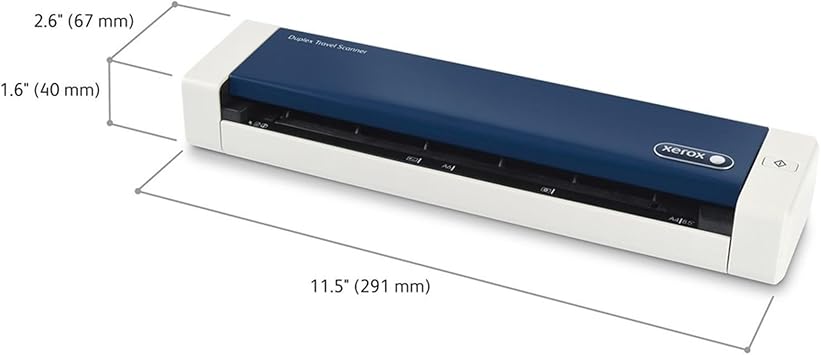 Visioneer Xerox Duplex Travel Scanner, White with Navy Blue