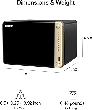 QNAP TS-664-8G-US 6 Bay High-Performance Desktop NAS with Intel Celeron Quad-core Processor, M.2 PCIe Slots and Dual 2.5GbE (2.5G/1G/100M) Network Connectivity (Diskless)