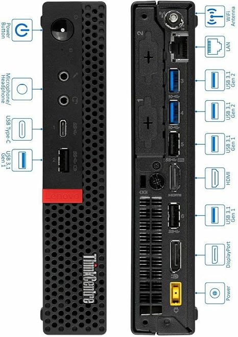 Lenovo Tiny i5 8600t Mini Desktop PC Windows 11 Pro ThinkCentre M920q Micro Computer, 16GB RAM 256GB NVMe M.2 SSD,AX210 Wi-Fi 6E Bluetooth HDMI Type-C (Renewed)
