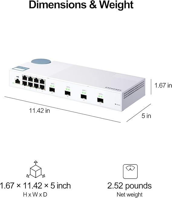 QNAP QSW-M408S 10GbE Managed Switch, with 4-Port 10G SFP+ and 8-Port Gigabit