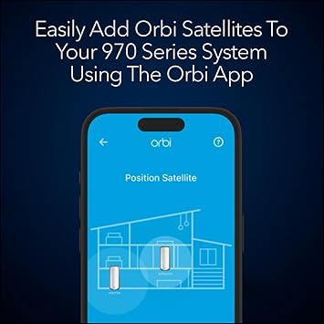 NETGEAR Orbi 970 Series (RBE970) Quad-Band WiFi 7 Mesh Add-on Satellite - Works with Existing 970 Series Mesh System or Router, Security Features, Covers up to 3,300 sq. ft., BE27000 802.11be