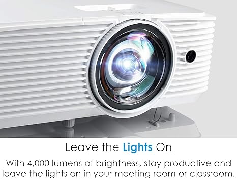 Optoma EH412ST Short Throw 1080P HDR Professional Projector | Super Bright 4000 Lumens | Business Presentations, Classrooms, or Meeting Rooms | 15,000 hour lamp life | Speaker Built In | Portable