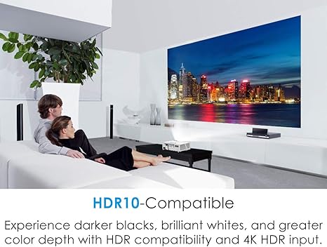 Optoma GT1090HDR Short Throw Laser Home Theater Projector | 4K HDR Input | Lamp-Free Reliable Operation 30,000 hours | Bright 4,200 lumens for Day and Night | Short Throw