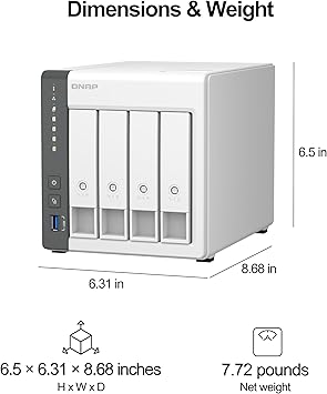 QNAP TS-433-4G-US 4 Bay NAS with Quad-core Processor, 4 GB DDR4 RAM and 2.5GbE Network (Diskless)