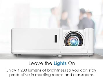 Optoma ZH406ST Short Throw Full HD Professional Laser Projector | DuraCore Laser Technology | High Bright 4200 lumens | 4K HDR Input | Four Corner Image Adjustment | Network Compatible