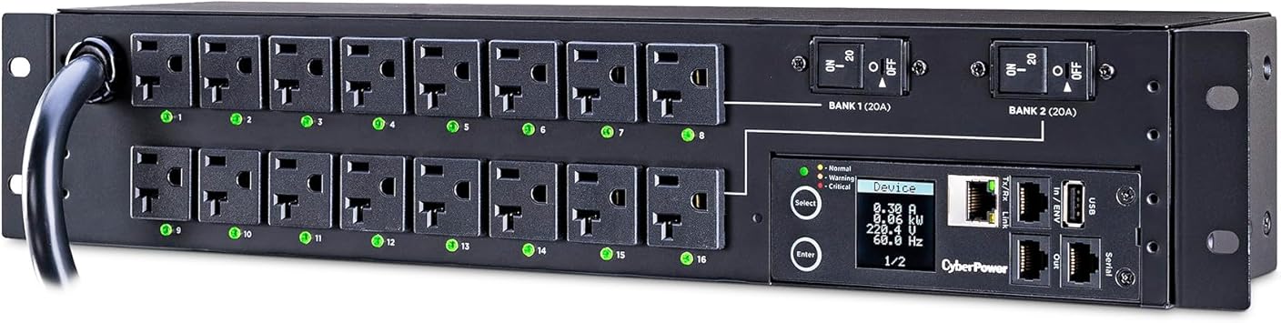 CyberPower PDU41003 Switched PDU, 120V/30A, 16 Outlets, 2U Rackmount