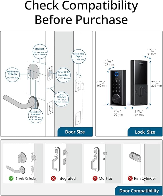 eufy Security Smart Lock Touch & Wi-Fi, Fingerprint Scanner, Keyless Entry Door Lock, Smart Wi-Fi Lock, Bluetooth Electronic Deadbolt, Touchscreen Keypad, BHMA Certified, IP65 Weatherproofing
