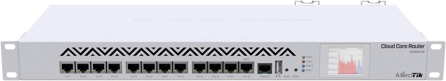 Mikrotik CCR1016-12G 1U 16 Core CPU 1.2GHz 2GB RAM 12-Port Gigabit Ethernet Industrial Grade Router