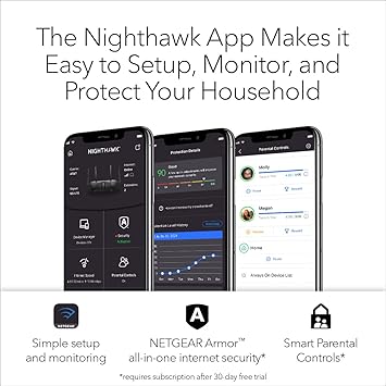 NETGEAR Nighthawk AC2300 Smart WiFi Router – MU-MIMO Dual Band Gigabit (R7000P) Compatible with Amazon Echo/Alexa and Circle Smart Parental Controls