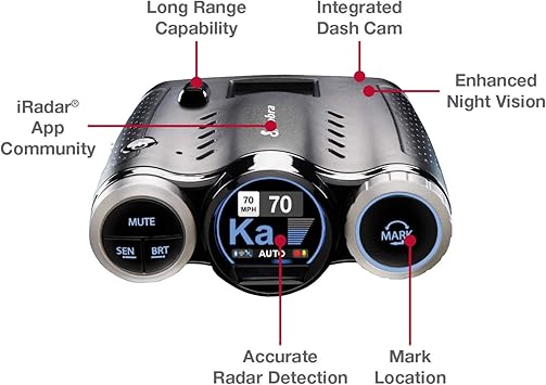 COBRA Road Scout Dash Cam and Radar Detector, WiFi, Bluetooth, iRadar Compatible, HD 1080P Dash Camera for Cars, Heavy Duty EZ Mag Mount, Connects with iRadar App, Black