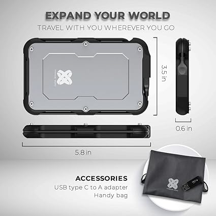 4TB External SSD, Titanium One Portable SSD - Up to 500MB/s, USB 3.2 Gen 2 USB-C USBA, Rugged IP66 Water Resistance, Drop Proof, External Solid State Drive Storage for PC Mac Smartphone